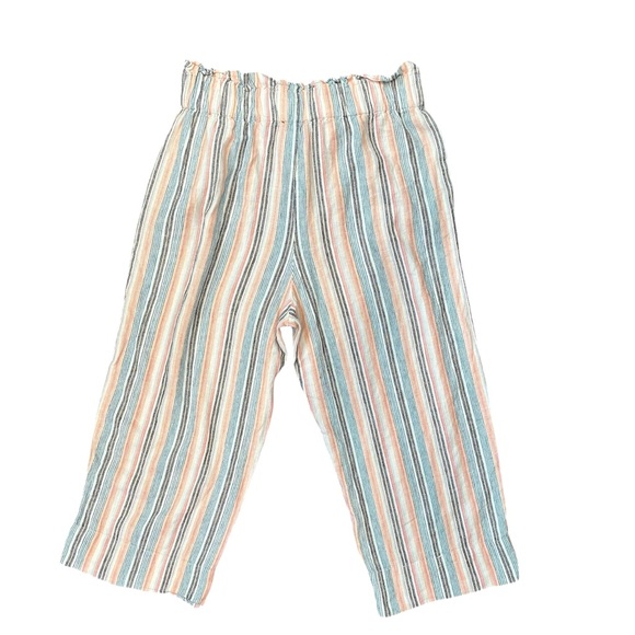 Zac & Rachel striped linen blend cropped wide-leg pants with paperbag waist M - Picture 6 of 9